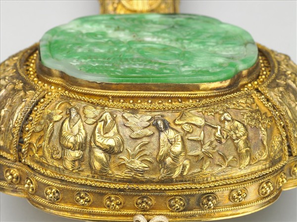 銀鍍金嵌玉石如意