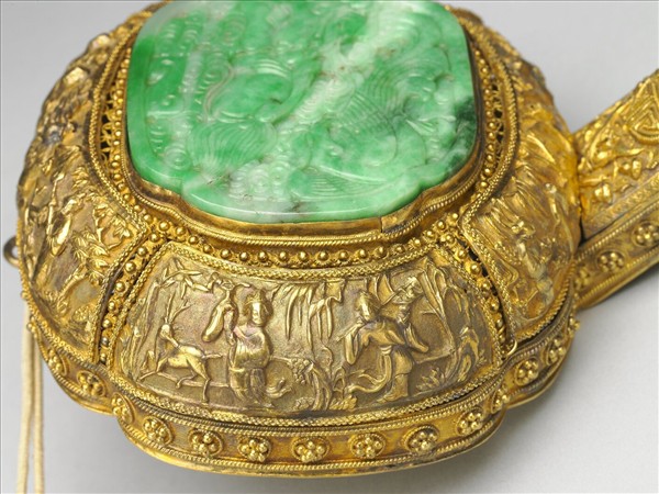 銀鍍金嵌玉石如意