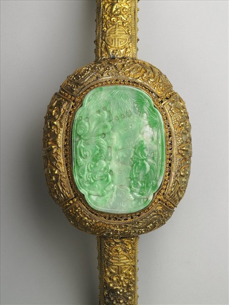 銀鍍金嵌玉石如意