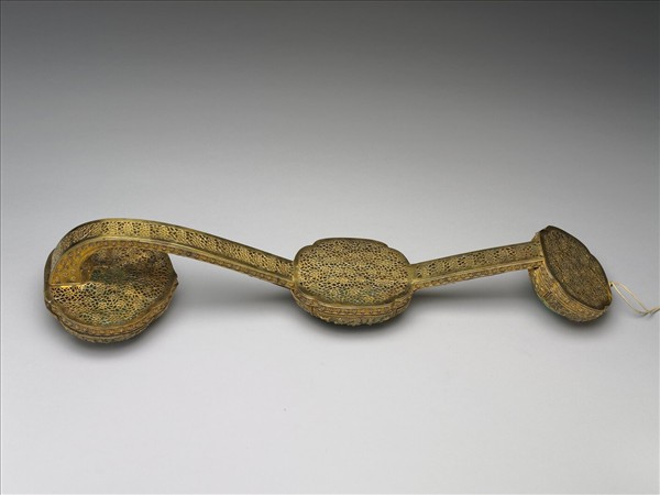 銀鍍金嵌玉石如意