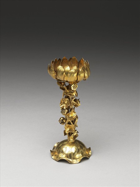 鎏金蓮座燭台