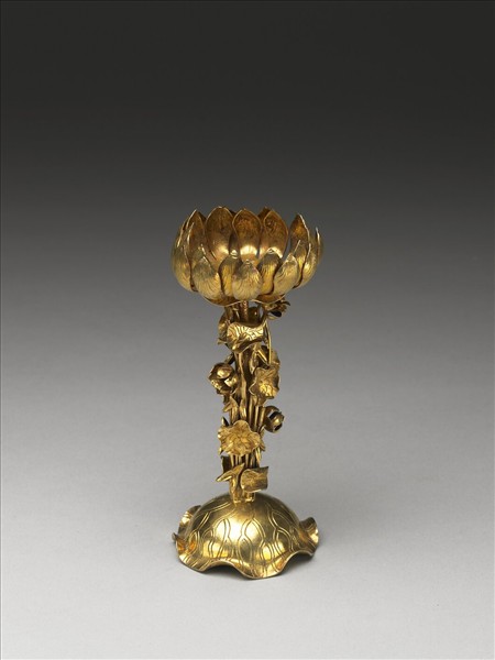鎏金蓮座燭台