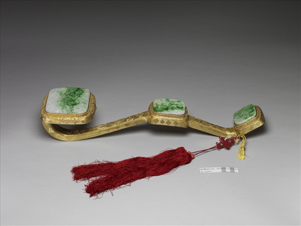 銀鍍金嵌玉石如意