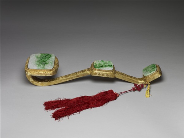 銀鍍金嵌玉石如意