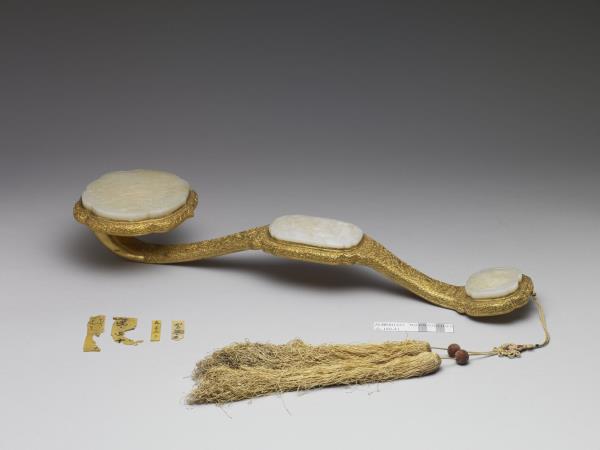 銀鍍金嵌玉如意