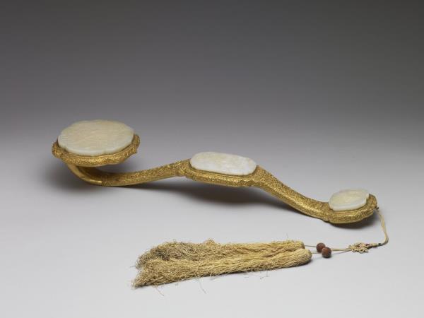 銀鍍金嵌玉如意