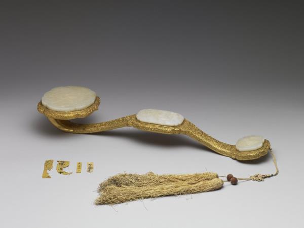 銀鍍金嵌玉如意