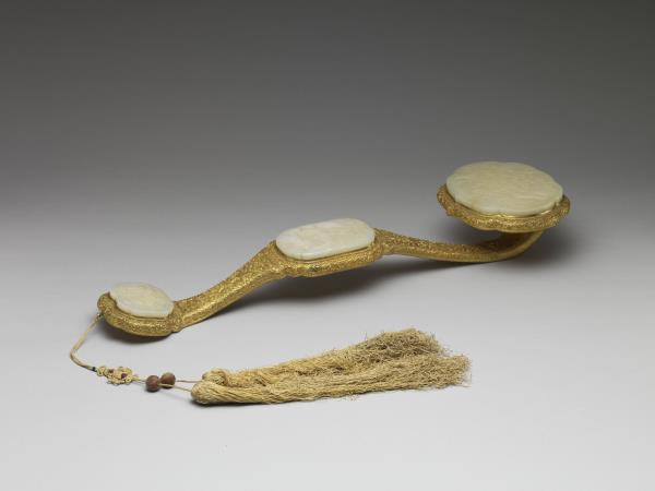 銀鍍金嵌玉如意