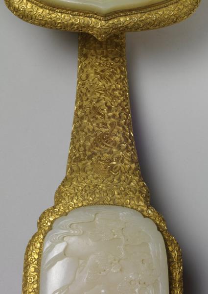 銀鍍金嵌玉如意