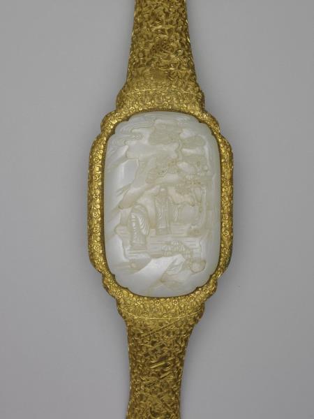 銀鍍金嵌玉如意