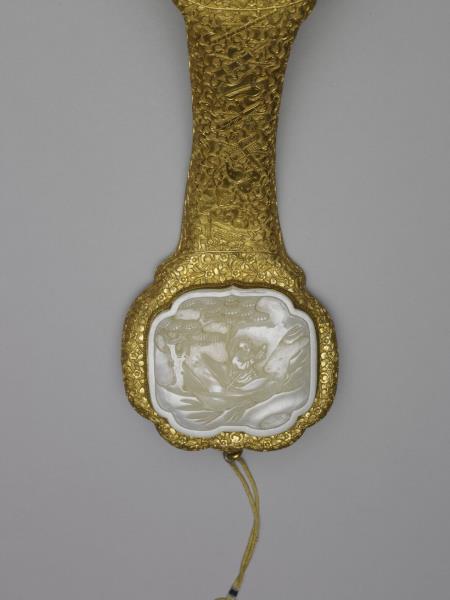 銀鍍金嵌玉如意