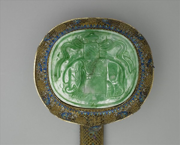 鍍金銀絲嵌翡翠如意