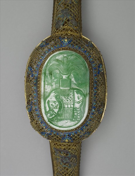 鍍金銀絲嵌翡翠如意