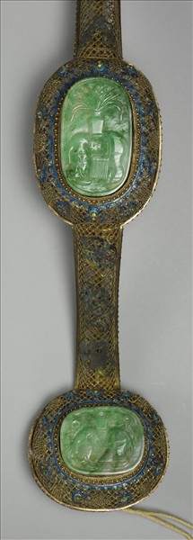 鍍金銀絲嵌翡翠如意