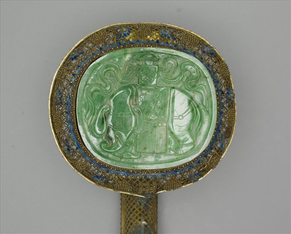 鍍金銀絲嵌翡翠如意