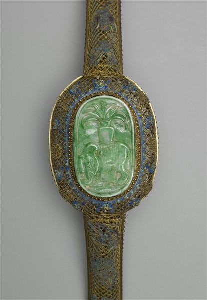 鍍金銀絲嵌翡翠如意