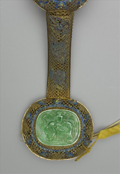 鍍金銀絲嵌翡翠如意