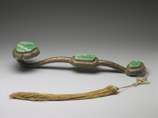 銀鍍金嵌玉石如意