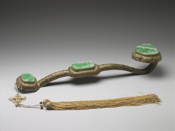 銀鍍金嵌玉石如意