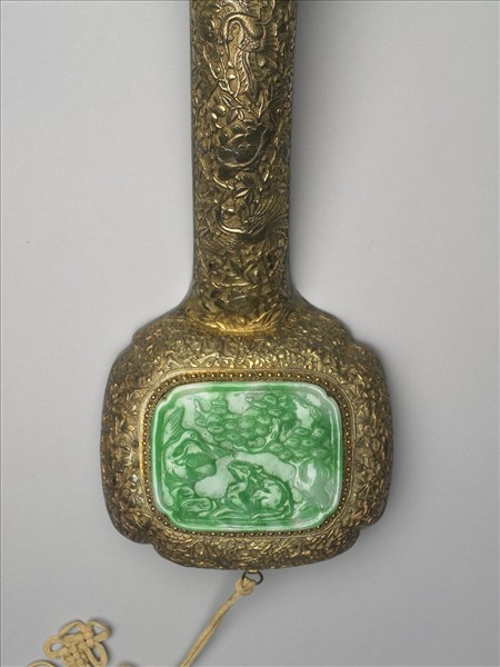 銀鍍金嵌玉石如意