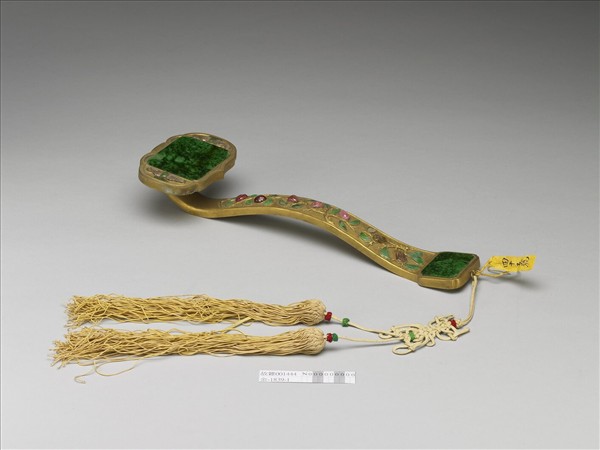 銀鍍金嵌寶石如意