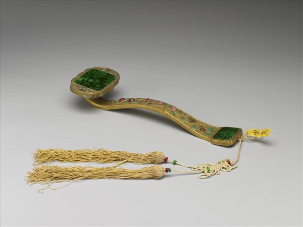 銀鍍金嵌寶石如意