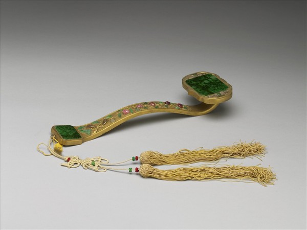 銀鍍金嵌寶石如意