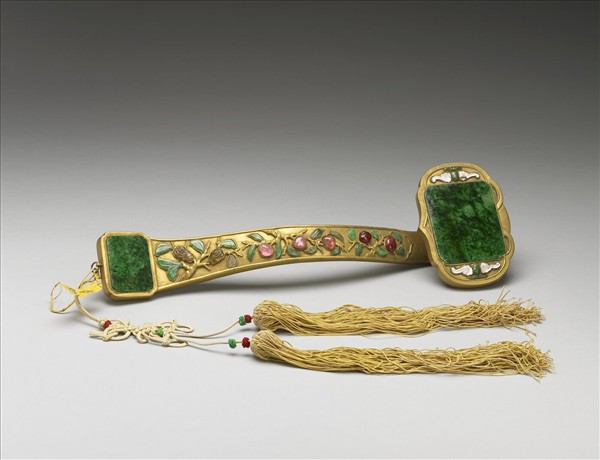 銀鍍金嵌寶石如意