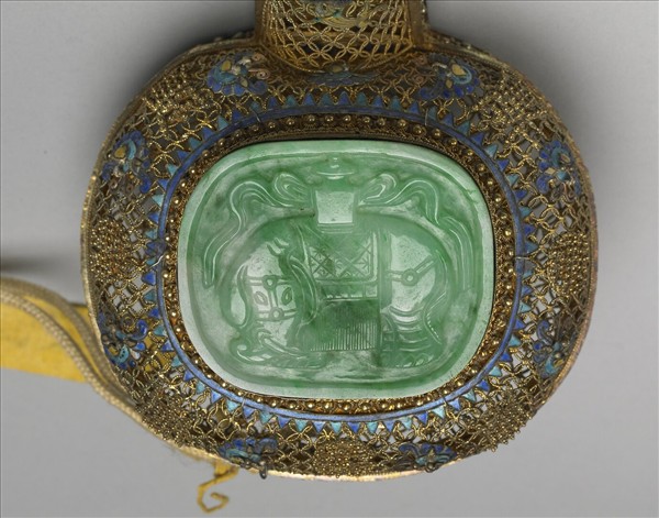 鍍金銀絲嵌翡翠如意