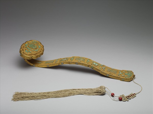 鍍金纍絲鑲松石福壽如意