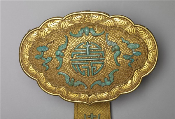 鍍金纍絲鑲松石福壽如意