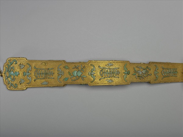 鍍金纍絲鑲松石福壽如意