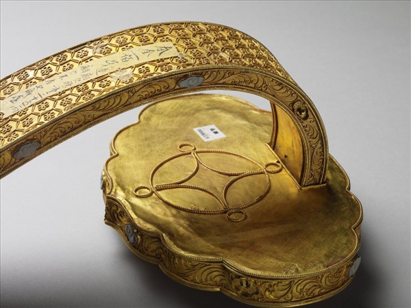 鍍金纍絲鑲松石福壽如意