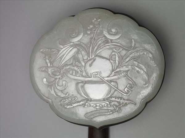 紅木鑲玉吉慶有餘如意