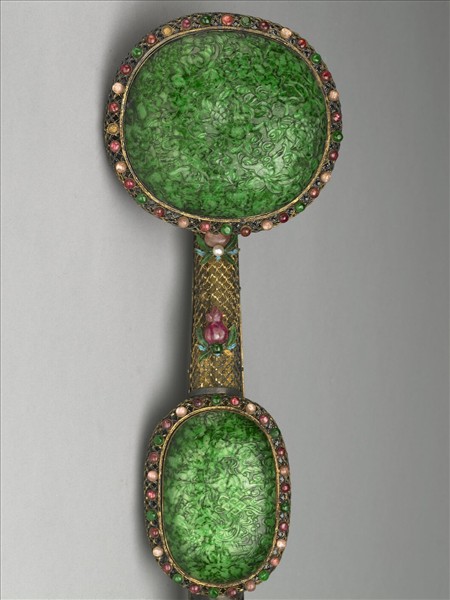 鍍金纍絲孔雀石如意