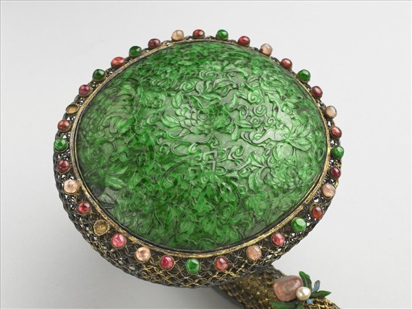 鍍金纍絲孔雀石如意