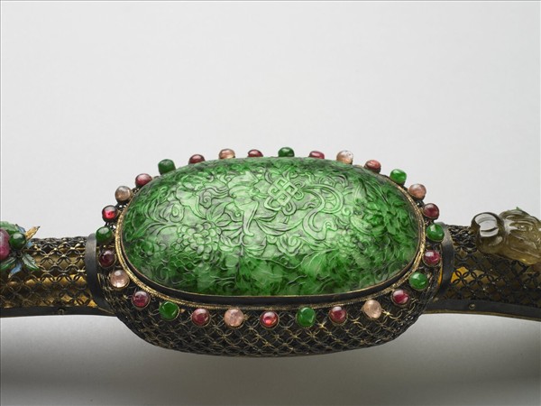 鍍金纍絲孔雀石如意