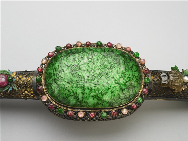 鍍金纍絲孔雀石如意