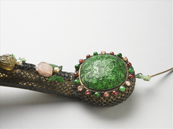 鍍金纍絲孔雀石如意