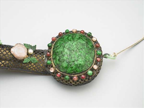 鍍金纍絲孔雀石如意