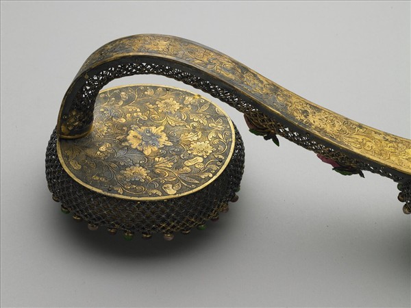 鍍金纍絲孔雀石如意