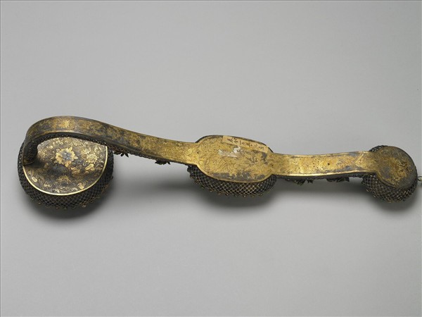 鍍金纍絲孔雀石如意