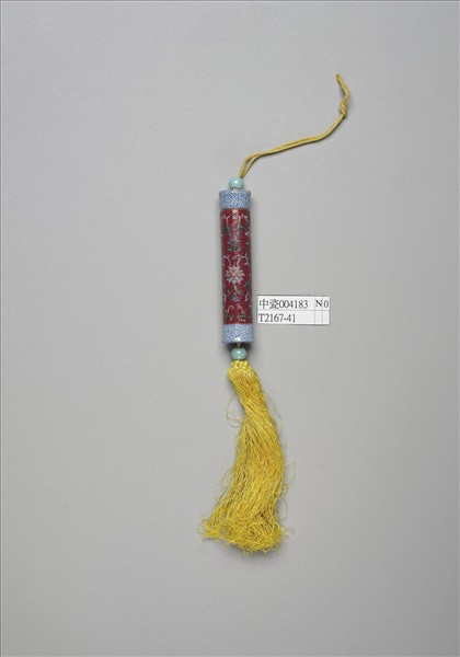 粉彩紅地番蓮紋牙籤筒