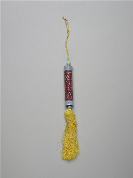 粉彩紅地番蓮紋牙籤筒