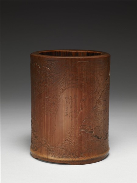 竹雕谿雲山閣筆筒