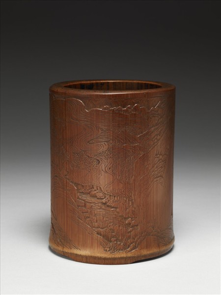 竹雕谿雲山閣筆筒