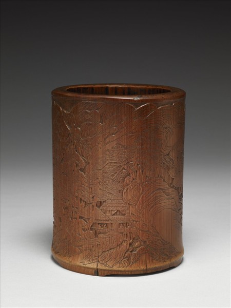 竹雕谿雲山閣筆筒