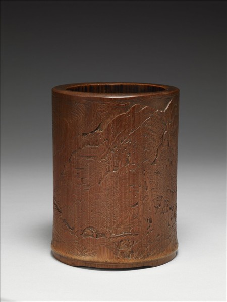 竹雕谿雲山閣筆筒