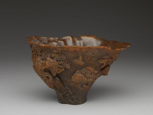 犀角雕瀛洲圖杯