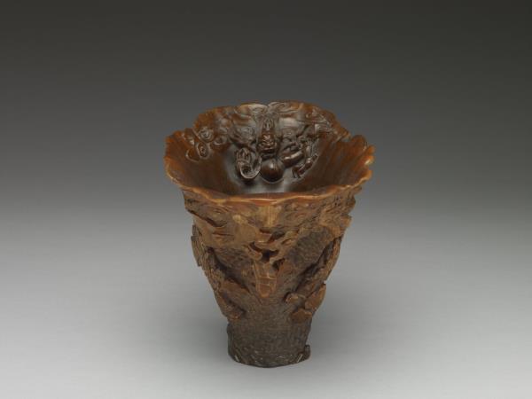 犀角雕瀛洲圖杯